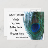 Carte Postale Faire-part Elégant Peacock Enregistrer la date (Devant / Derrière)