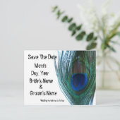 Carte Postale Faire-part Elégant Peacock Enregistrer la date (Debout devant)