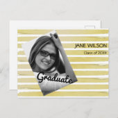 Carte Postale Faire-part Élégant personnalisé photo blanc or feuille peintu (Devant / Derrière)