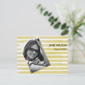 Carte Postale Faire-part Élégant personnalisé photo blanc or feuille peintu (Debout devant)