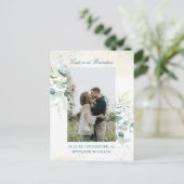 Carte Postale Faire-part Elégant Photo Eucalyptus Mariage Enregistrer la da (Debout devant)