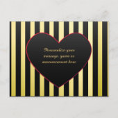 Carte Postale Faire-part Elégant & Romantique Gold Black Stripe Coeur (Devant)