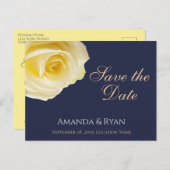 Carte Postale Faire-part Élégant Rose Bleue et Jaune Mariage Enregistrer la (Devant / Derrière)