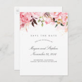Carte Postale Faire-part Élégant rose floral Enregistrer la date (Devant / Derrière)