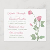 Carte Postale Faire-part Élégant Rose rose Floral Juste Marié Mariage (Devant)