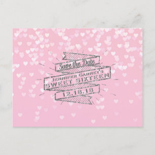 Carte Postale Faire-part Élégant rose sucré 16 Anniversaire Enregistrer la 