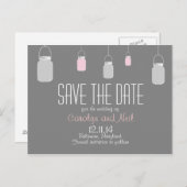 Carte Postale Faire-part Elégant Rustic Mason jarres Enregistrer la date Po (Devant / Derrière)