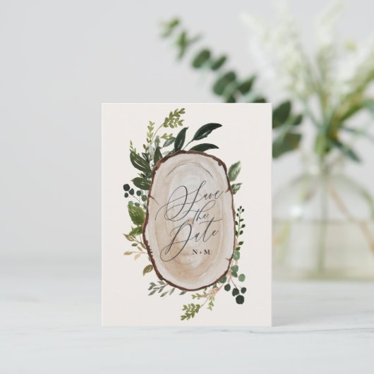 Carte Postale Faire-part Elégant rustique automne botanique grange mariage (Debout devant)