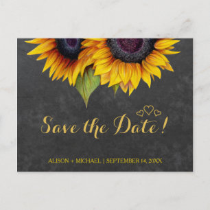 Carte Postale Faire-part Élégant rustique automne soleil mariage date à ret