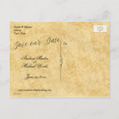 Carte Postale Faire-part Élégant, Sauvegarder la Date, Paons, (Dos)