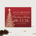 Carte Postale Faire-part Elegant Save The Date Christmas Party Red<br><div class="desc">Elegant Christmas Party Red "Save The Date" design with Sparkling Christmas Gold Trees,  and custom names and date text. Impress your family and friends with this stylish and modern design. Fully customizable! Easy to use and easy to personalize</div>