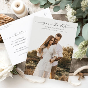 Carte Postale Faire-part Élégant scénario photo mariage à retenir la date