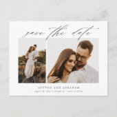 Carte Postale Faire-part Élégant Script 2 Photo Mariage Enregistrer la Date (Devant)