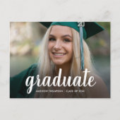 Carte Postale Faire-part Élégant Script Calligraphie Graduation Photo (Devant)