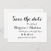 Carte Postale Faire-part Élégant script Calligraphie noir et blanc Mariage (Devant / Derrière)