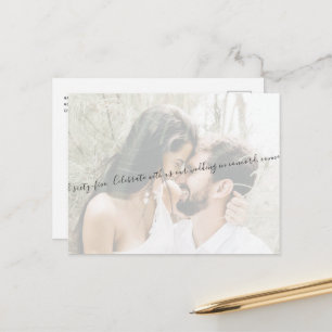 Carte Postale Faire-part Élégant Script Couple Photo Mariage Enregistrer no