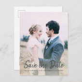 Carte Postale Faire-part Élégant script Enregistrer la date Fiançailles pho (Devant / Derrière)