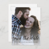 Carte Postale Faire-part Élégant script Enregistrer la date Fiançailles pho (Devant / Derrière)