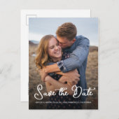 Carte Postale Faire-part Élégant script Enregistrer la date Fiançailles pho (Devant / Derrière)