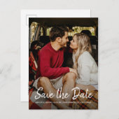 Carte Postale Faire-part Élégant script Enregistrer la date Fiançailles pho (Devant / Derrière)