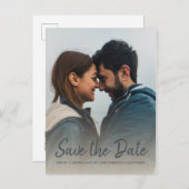 Carte Postale Faire-part Élégant script Enregistrer la date Fiançailles pho (Devant / Derrière)