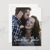 Carte Postale Faire-part Élégant Script Enregistrer la date Photo de fiança (Devant / Derrière)