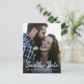 Carte Postale Faire-part Élégant Script Enregistrer la date Photo de fiança (Debout devant)