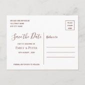 Carte Postale Faire-part Élégant Script Faux Rose Or Mariage Photo (Dos)