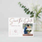 Carte Postale Faire-part Élégant Script Faux Rose Or Mariage Photo (Debout devant)