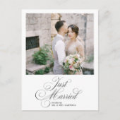 Carte Postale Faire-part Elegant Script Just Married Elopement Photo Announ (Devant)