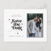 Carte Postale Faire-part Élégant Script moderne Black White Art Design Phot (Devant)