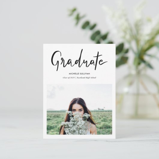 Carte Postale Faire-part Élégant script moderne écrit à la main | Photo (Debout devant)