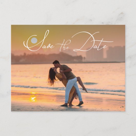 Carte Postale Faire-part Élégant script moderne photo mariage Enregistrer l (Devant)