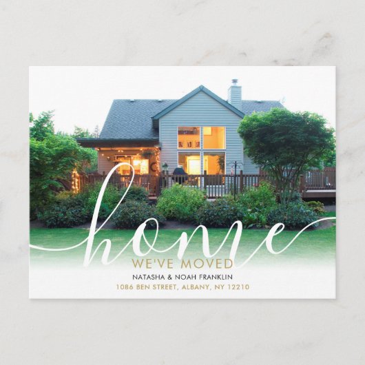 Carte Postale Faire-part Élégant Script Nouveau Home Photo Nous avons démén (Devant)