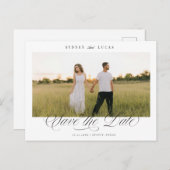 Carte Postale Faire-part Elegant Script One Photo Save the Date (Devant / Derrière)