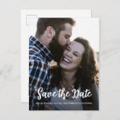 Carte Postale Faire-part Élégant Script Photo de fiançailles de sauvegarde  (Devant / Derrière)