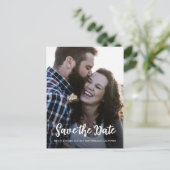 Carte Postale Faire-part Élégant Script Photo de fiançailles de sauvegarde  (Debout devant)