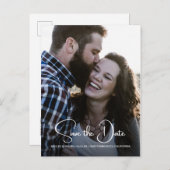 Carte Postale Faire-part Élégant Script Photo de fiançailles de sauvegarde  (Devant / Derrière)