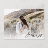 Carte Postale Faire-part Élégant script photo mariage Enregistrer la date (Devant)