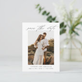 Carte Postale Faire-part Élégant Script photo mariage Enregistrer la date (Debout devant)