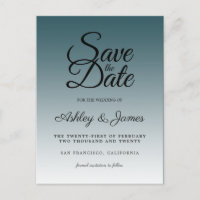Élégant Script Save the Date Émeraude Ombre