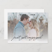 Carte Postale Faire-part Élégant Script viens d'être engagé Fiançailles pho (Devant / Derrière)
