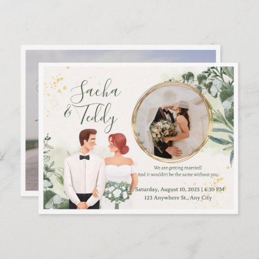 Carte Postale Faire-part Elegant Script Wedding Photo Save the Date (Devant / Derrière)