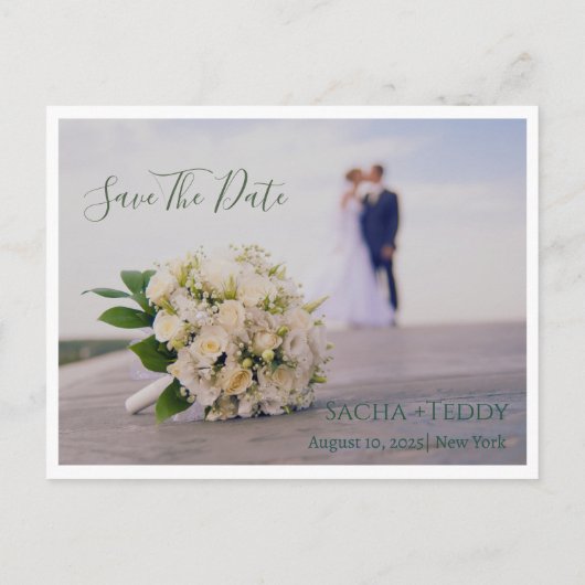 Carte Postale Faire-part Elegant Script Wedding Photo Save the Date (Dos)