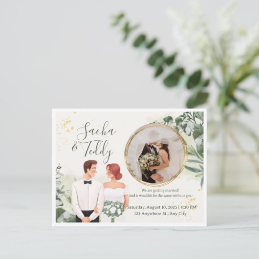Carte Postale Faire-part Elegant Script Wedding Photo Save the Date (Debout devant)
