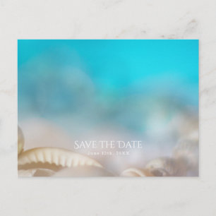 Carte Postale Faire-part Elégant Sea Shells Blue Tropical Enregistrer la da
