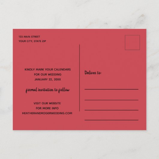 Carte Postale Faire-part Élégant Simple Bordure Photo Mariage Enregistrer l (Dos)