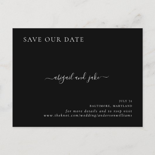 Carte Postale Faire-part Élégant Simple Mariage Sauvegarder notre Date (Devant)