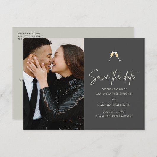 Carte Postale Faire-part Elégant Simple moderne photo mariage Enregistrer l (Devant / Derrière)