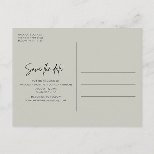 Carte Postale Faire-part Elégant Simple moderne photo mariage Enregistrer l (Dos)